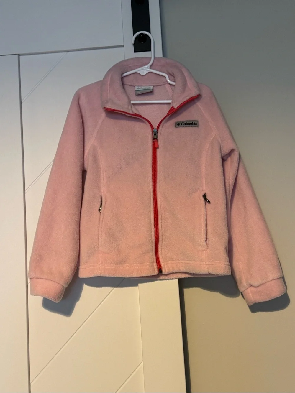 Columbia Girls Pink Fleece Zip Jacket XS 6/6X Lightweight Full Zip